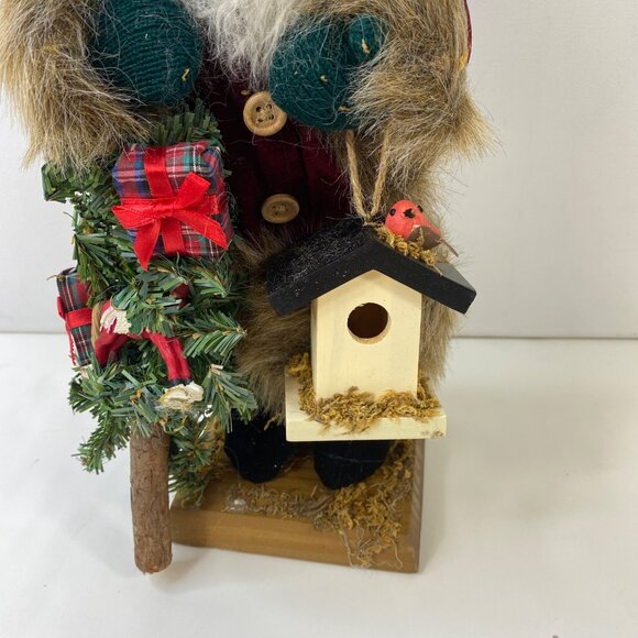 Vintage Santa Decoration Red Coat Hat Wreath Birdhouse Gifts Faux Fur Details - Picture 5 of 5